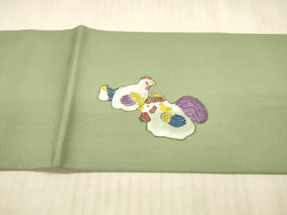 平和屋着物●塩瀬 九寸名古屋帯 作家物 手描き 玩具文 馬 正絹 逸品 DAAX8857cm