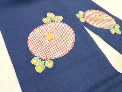 平和屋着物●九寸名古屋帯 型染 草花文 鬼しぼ縮緬 正絹 逸品 DAAX8859cm