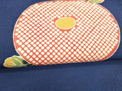 平和屋着物●九寸名古屋帯 型染 草花文 鬼しぼ縮緬 正絹 逸品 DAAX8859cm