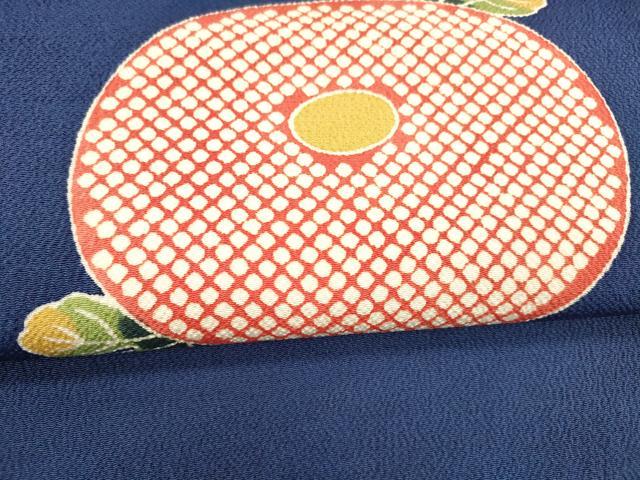 平和屋着物●九寸名古屋帯 型染 草花文 鬼しぼ縮緬 正絹 逸品 DAAX8859cm