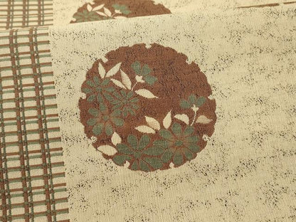平和屋着物●本場筑前博多織 八寸名古屋帯 雪輪草花文 正絹 逸品 DAAX8863cm