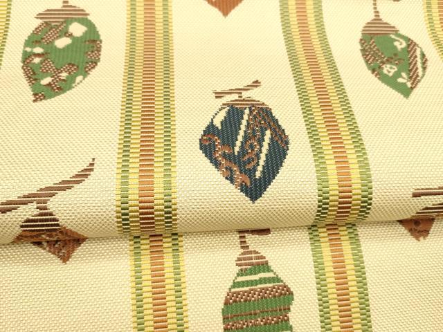 平和屋着物●本場筑前博多織 八寸名古屋帯 成り物草花文 正絹 逸品 DAAX8865cm