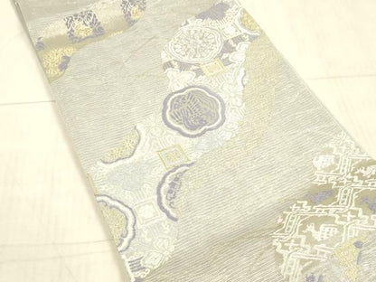 平和屋着物＊夏物 六通柄袋帯 唐織 花鳥文 金銀糸 正絹 逸品 DAAX8878cm