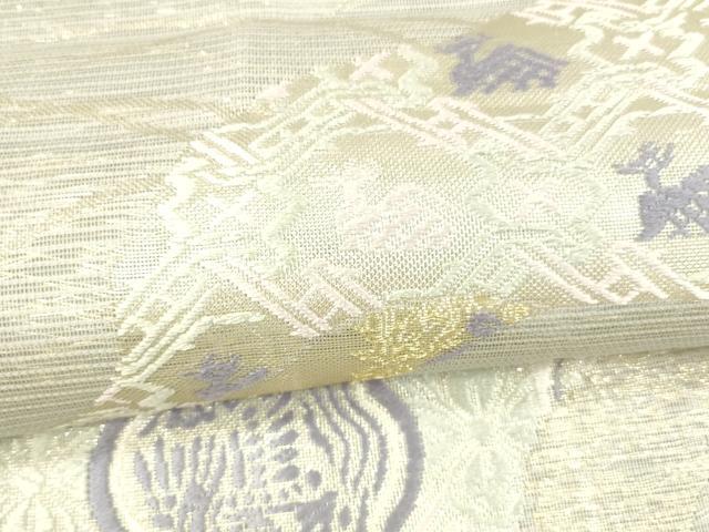平和屋着物＊夏物 六通柄袋帯 唐織 花鳥文 金銀糸 正絹 逸品 DAAX8878cm