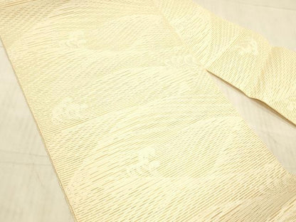 平和屋着物＊夏物 八寸名古屋帯 立波文 薄卵色 正絹 逸品 DAAX8881cm