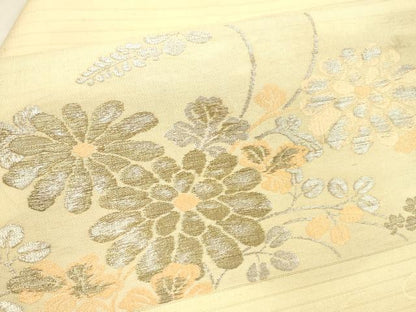 平和屋着物＊夏物 アンティーク 大正ロマン 九寸名古屋帯 流水草花文 金銀糸 正絹 逸品 DAAX8883cm