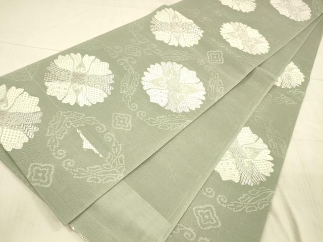 平和屋着物＊夏物 六通柄袋帯 唐織 花唐草文 銀糸 正絹 逸品 DAAX8885cm