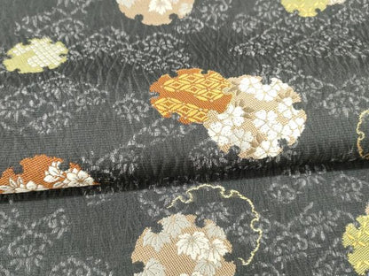 平和屋着物＊夏物 六通柄 本袋帯 唐織 雪輪草花文 金糸 正絹 逸品 DAAX8894cm