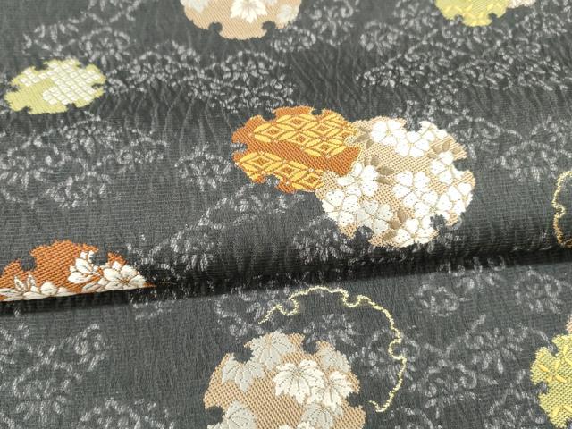 平和屋着物＊夏物 六通柄 本袋帯 唐織 雪輪草花文 金糸 正絹 逸品 DAAX8894cm