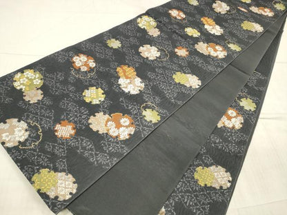 平和屋着物＊夏物 六通柄 本袋帯 唐織 雪輪草花文 金糸 正絹 逸品 DAAX8894cm