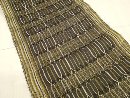 平和屋着物＊夏物 八寸名古屋帯 抽象間道 金糸 正絹 逸品 DAAX8895cm