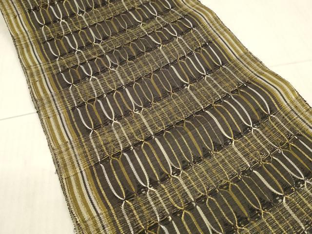 平和屋着物＊夏物 八寸名古屋帯 抽象間道 金糸 正絹 逸品 DAAX8895cm