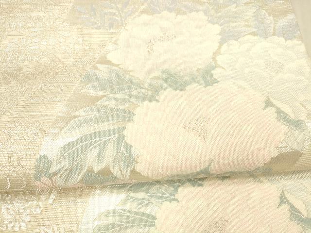 平和屋着物＊夏物 六通柄袋帯 流水草花文 銀糸 正絹 逸品 DAAX8897cm