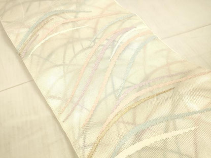 平和屋着物＊夏物 太鼓柄 本袋帯 草葉文 金銀糸 正絹 逸品 DAAX8902cm