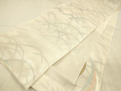 平和屋着物＊夏物 太鼓柄 本袋帯 草葉文 金銀糸 正絹 逸品 DAAX8902cm