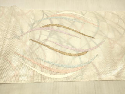 平和屋着物＊夏物 太鼓柄 本袋帯 草葉文 金銀糸 正絹 逸品 DAAX8902cm