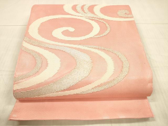 平和屋着物＊夏物 太鼓柄袋帯 流水文 銀糸 正絹 逸品 DAAX8903cm