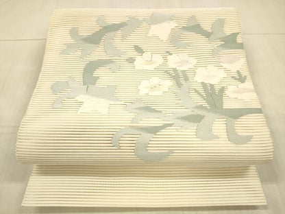 平和屋着物＊夏物 絽綴れ 八寸名古屋帯 草花文 正絹 逸品 DAAX8904cm