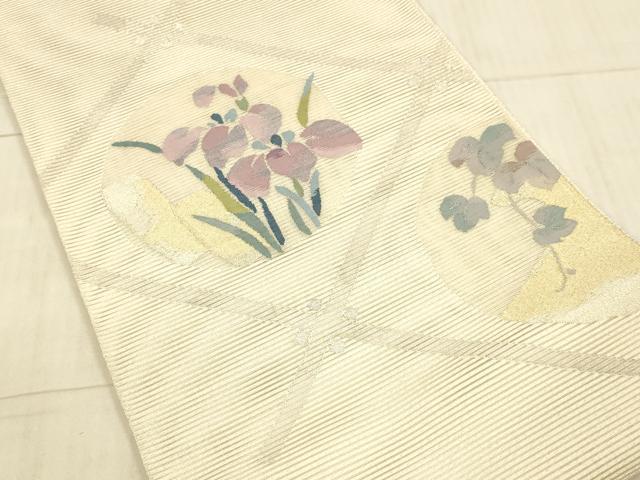 平和屋着物＊夏物 絽綴れ 太鼓柄袋帯 蔦の葉杜若 金銀糸 正絹 逸品 DAAX8907cm
