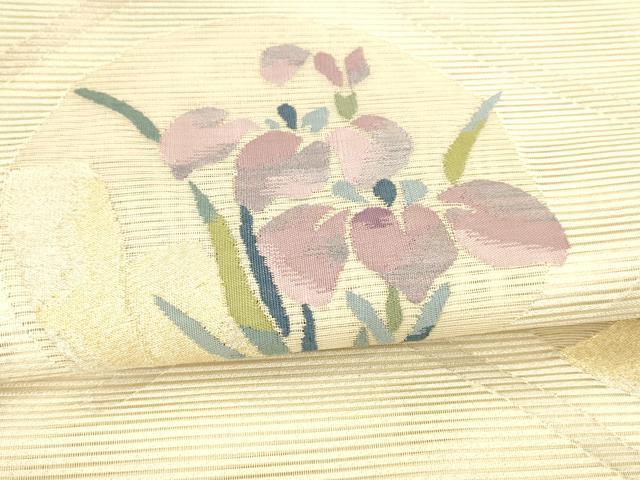 平和屋着物＊夏物 絽綴れ 太鼓柄袋帯 蔦の葉杜若 金銀糸 正絹 逸品 DAAX8907cm