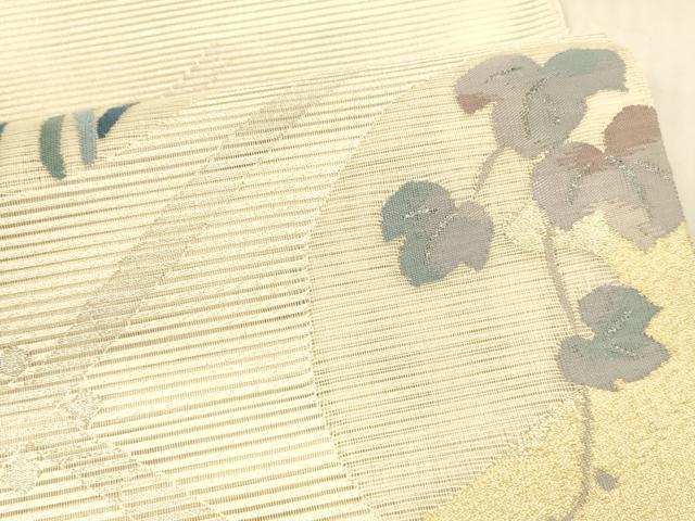 平和屋着物＊夏物 絽綴れ 太鼓柄袋帯 蔦の葉杜若 金銀糸 正絹 逸品 DAAX8907cm