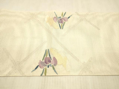 平和屋着物＊夏物 絽綴れ 太鼓柄袋帯 蔦の葉杜若 金銀糸 正絹 逸品 DAAX8907cm