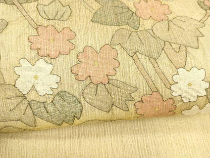 平和屋着物＊夏物 太鼓柄 本袋帯 草花文 金糸 正絹 逸品 DAAX8908cm