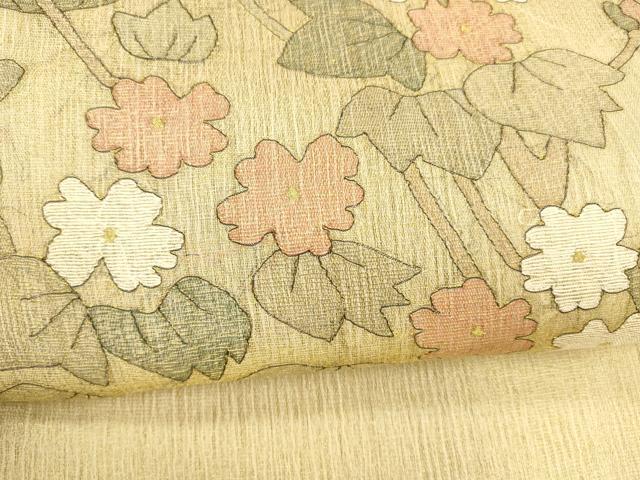 平和屋着物＊夏物 太鼓柄 本袋帯 草花文 金糸 正絹 逸品 DAAX8908cm