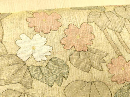 平和屋着物＊夏物 太鼓柄 本袋帯 草花文 金糸 正絹 逸品 DAAX8908cm