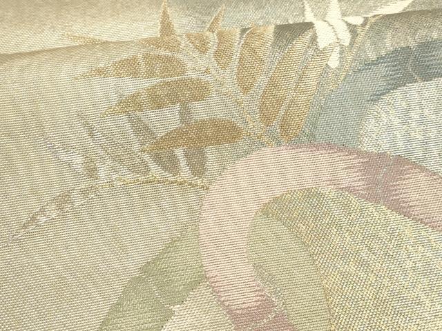 平和屋着物＊夏物 六通柄袋帯 草葉竹文 金銀糸 正絹 逸品 DAAX8911cm