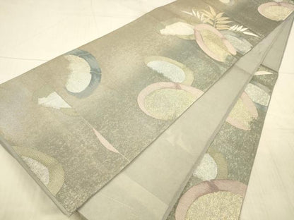 平和屋着物＊夏物 六通柄袋帯 草葉竹文 金銀糸 正絹 逸品 DAAX8911cm