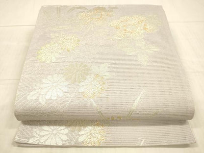 平和屋着物＊夏物 六通柄袋帯 草花文 金銀糸 正絹 逸品 DAAX8913cm