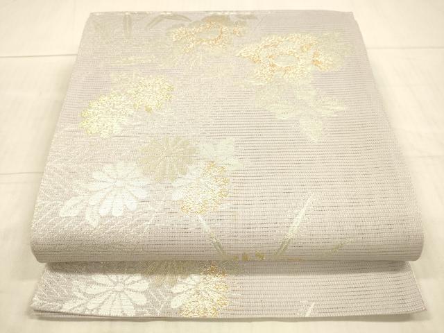 平和屋着物＊夏物 六通柄袋帯 草花文 金銀糸 正絹 逸品 DAAX8913cm