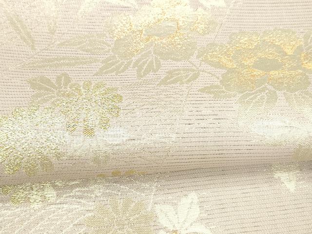 平和屋着物＊夏物 六通柄袋帯 草花文 金銀糸 正絹 逸品 DAAX8913cm