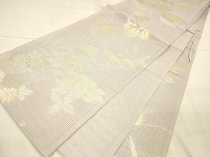 平和屋着物＊夏物 六通柄袋帯 草花文 金銀糸 正絹 逸品 DAAX8913cm
