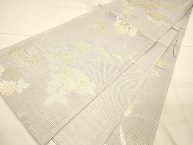 平和屋着物＊夏物 六通柄袋帯 草花文 金銀糸 正絹 逸品 DAAX8913cm