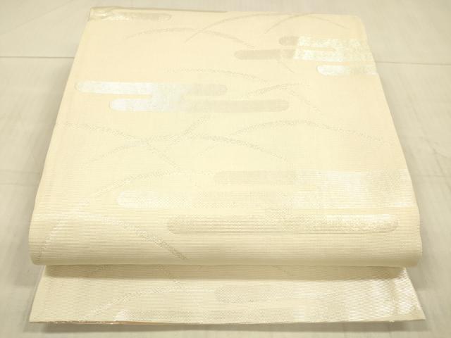 平和屋着物＊夏物 両面 六通柄袋帯 流水文 草葉霞文 銀糸 正絹 逸品 DAAX8914cm