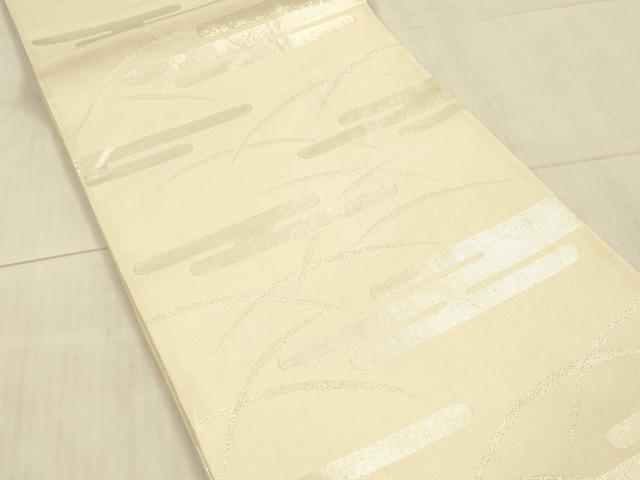 平和屋着物＊夏物 両面 六通柄袋帯 流水文 草葉霞文 銀糸 正絹 逸品 DAAX8914cm