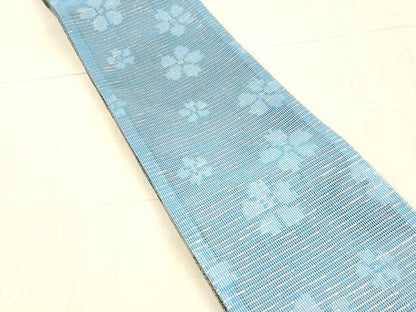 平和屋着物＊夏物 両面 半幅帯 舞花文 市松文様 銀糸 DAAX8917cm