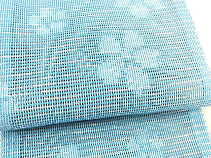 平和屋着物＊夏物 両面 半幅帯 舞花文 市松文様 銀糸 DAAX8917cm