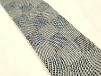 平和屋着物＊夏物 両面 半幅帯 舞花文 市松文様 銀糸 DAAX8917cm