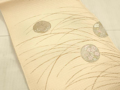 平和屋着物＊夏物 絽綴れ 八寸名古屋帯 刺繍 草花文 金銀糸 正絹 逸品 DAAX8918cm