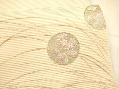 平和屋着物＊夏物 絽綴れ 八寸名古屋帯 刺繍 草花文 金銀糸 正絹 逸品 DAAX8918cm