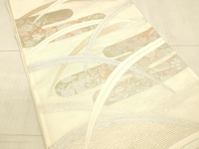 平和屋着物＊夏物 六通柄袋帯 草花文 金銀糸 正絹 逸品 DAAX8920cm