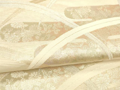 平和屋着物＊夏物 六通柄袋帯 草花文 金銀糸 正絹 逸品 DAAX8920cm