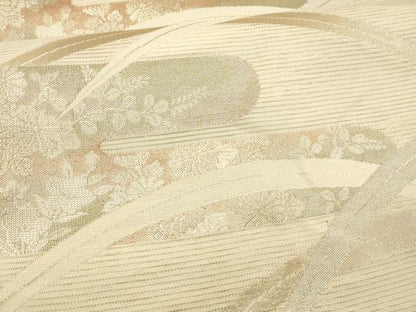 平和屋着物＊夏物 六通柄袋帯 草花文 金銀糸 正絹 逸品 DAAX8920cm