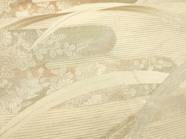 平和屋着物＊夏物 六通柄袋帯 草花文 金銀糸 正絹 逸品 DAAX8920cm