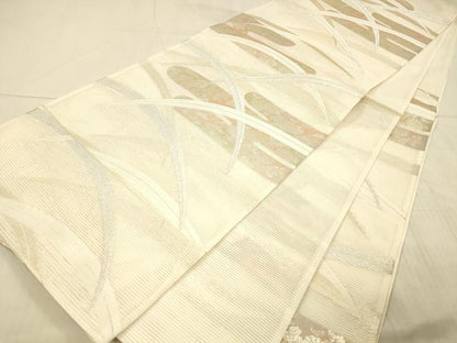 平和屋着物＊夏物 六通柄袋帯 草花文 金銀糸 正絹 逸品 DAAX8920cm