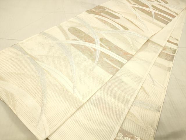 平和屋着物＊夏物 六通柄袋帯 草花文 金銀糸 正絹 逸品 DAAX8920cm
