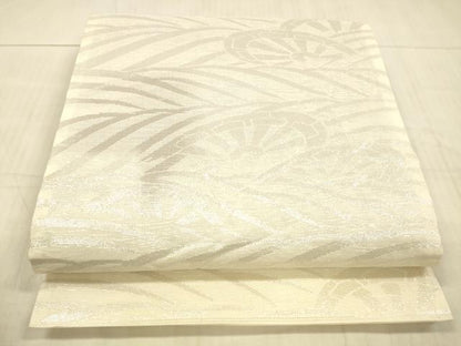平和屋着物＊夏物　六通柄袋帯　流水片輪車文　銀糸　正絹　逸品　DAAX8924cm